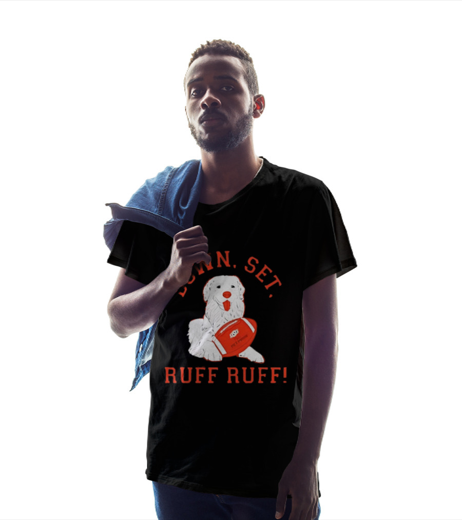 Pet Pride Dog Down Set Ruff Ruff Football T-Shirt