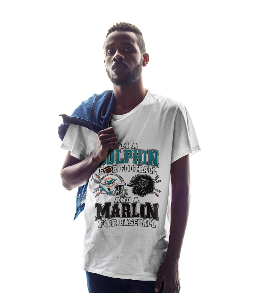 I'm A Dolphin For Football And A Marlin For Baseball Two Helmets MLB 2026 T-Shirt