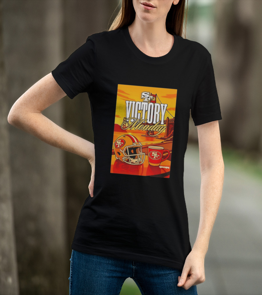 San Francisco 49ers Victory Monday Golden Gate Helmet And Coffee T-Shirt