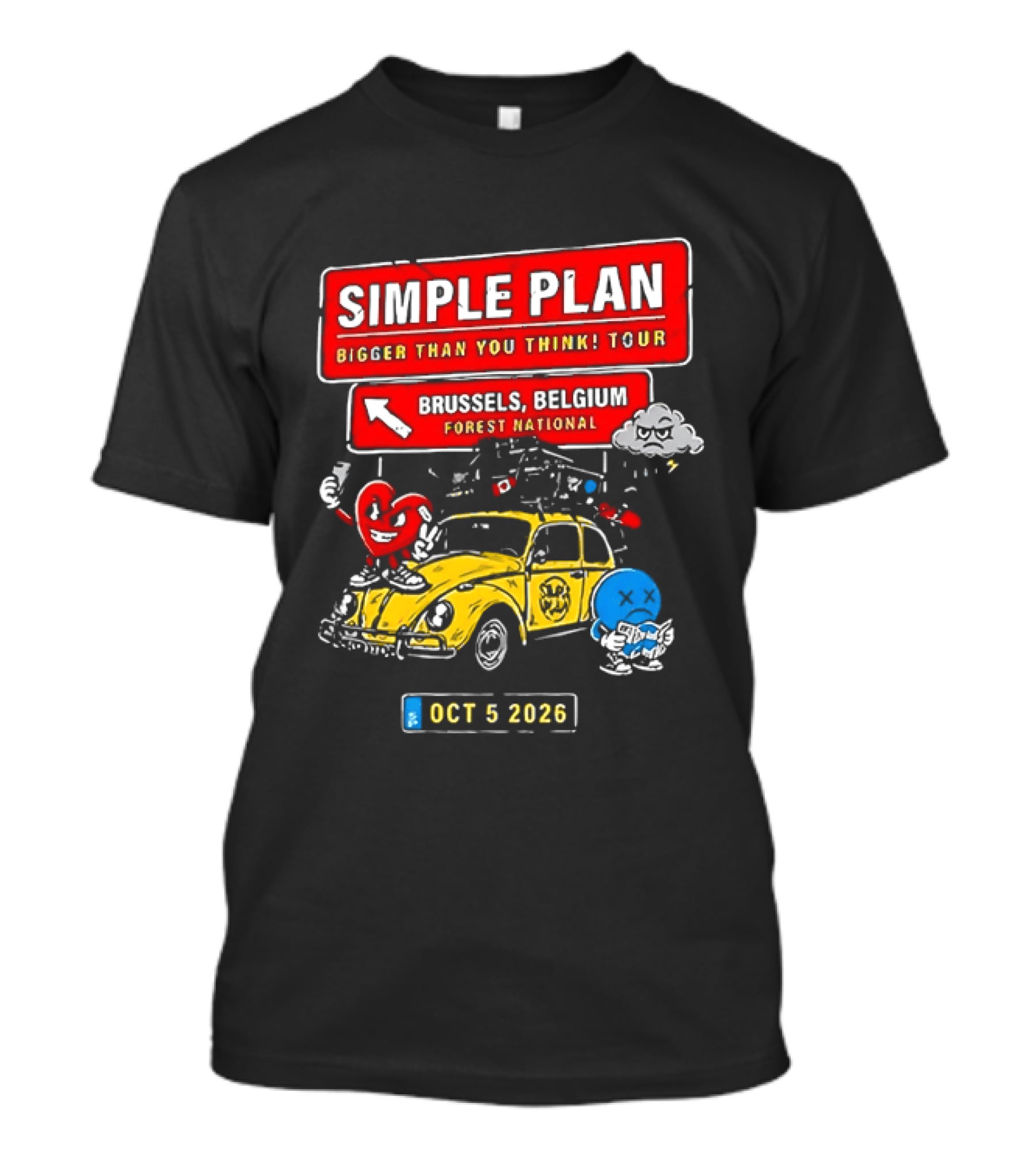 Simple Plan Bigger Than You Think Tour Brussels Belgium Forest National Oct 5 2026 T-Shirt