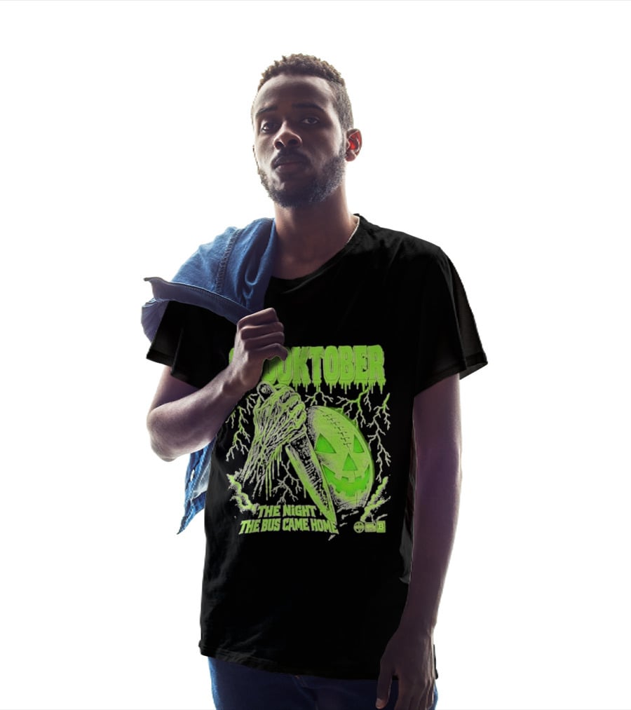 Spooktober The Night The Bus Came Home Halloween Knife Pumpkin Forest T-Shirt