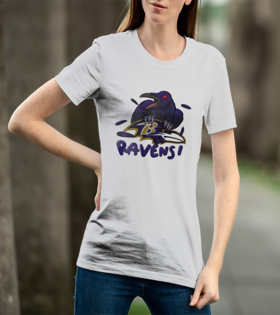 Baltimore Ravens Raven Bird Perched On Iconic Logo Ravens T-Shirt