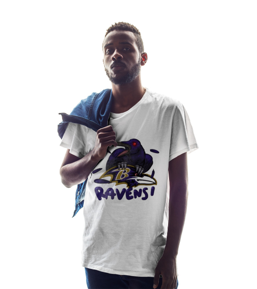 Baltimore Ravens Raven Bird Perched On Iconic Logo Ravens T-Shirt