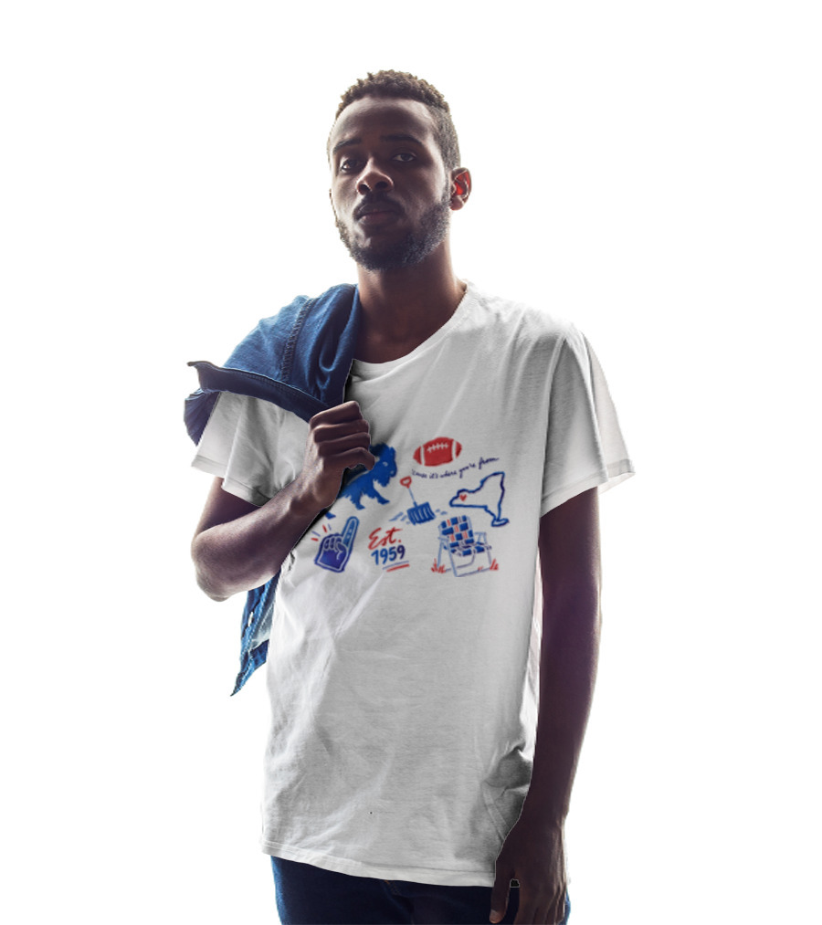 Buffalo Bills Established 1959 Football Shovel Map Chair Icons Where You Are From T-Shirt