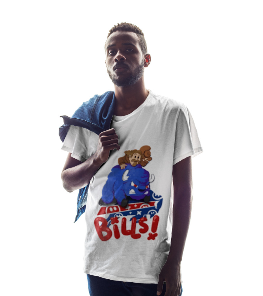 Buffalo Bills Cowboy Riding Angry Blue Bills T-Shirt