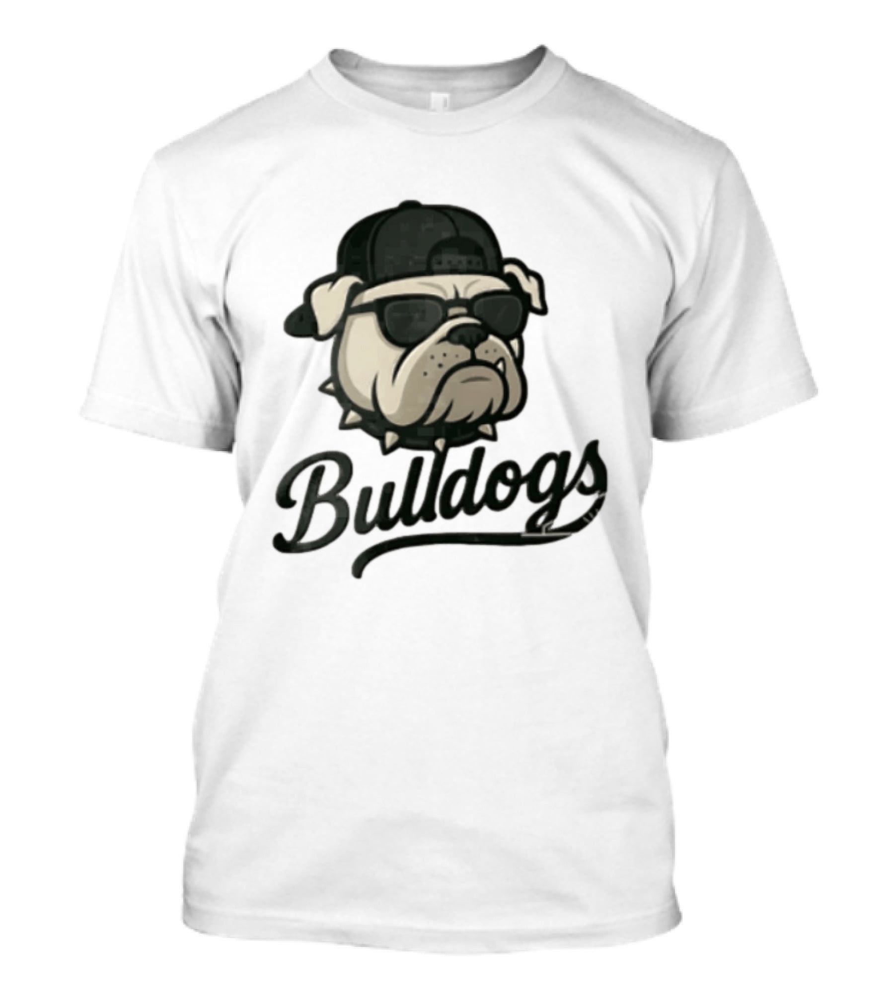 Bulldogs Mascot With Sunglasses Cap And Spiked Collar T-Shirt