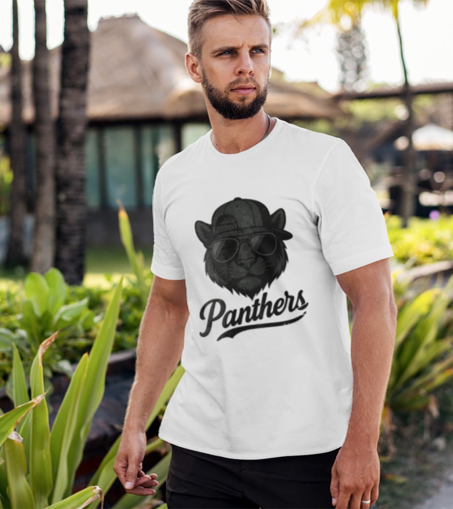 Panthers Cool Cat In Sunglasses And Baseball Cap T-Shirt
