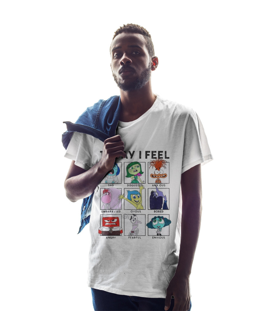 Today I Feel Sad Disgusted Anxious Embarrassed Joyous Bored Angry Fearful Envious Inside Out Emotions Chart T-Shirt