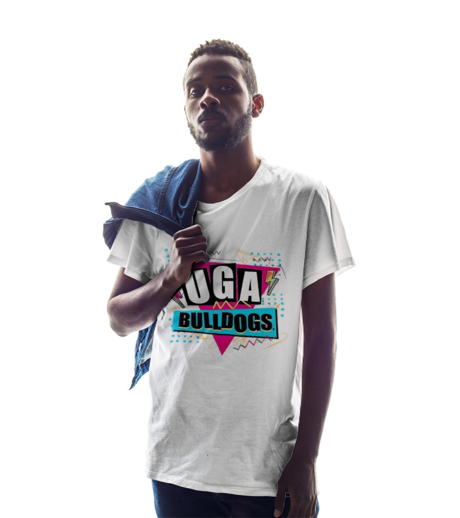 UGA Bulldogs Pink Triangle Lightning Bolts Scribbles T-Shirt