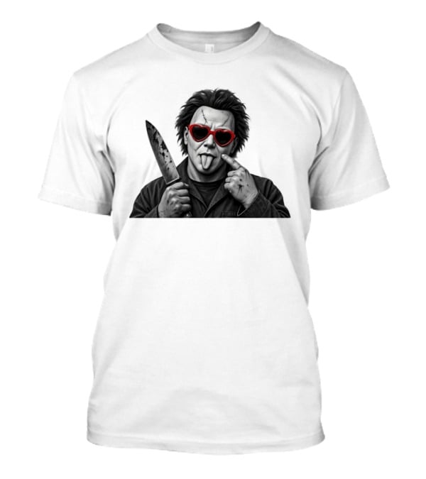 Michael Myers Heart Sunglasses Knife Halloween T-Shirt