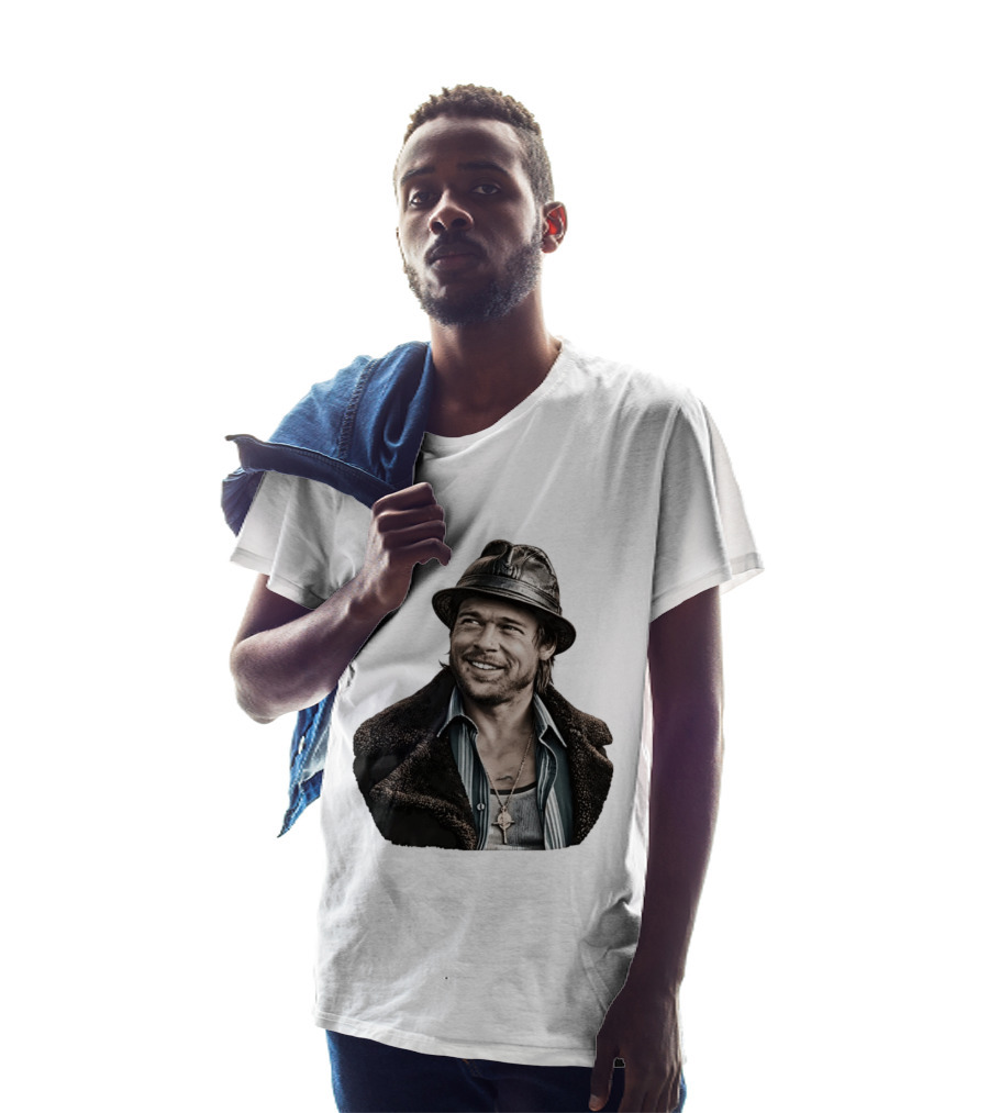 Brad Pitt Leather Jacket And Hat Style Killing Them Softly Jackie Cogan T-Shirt