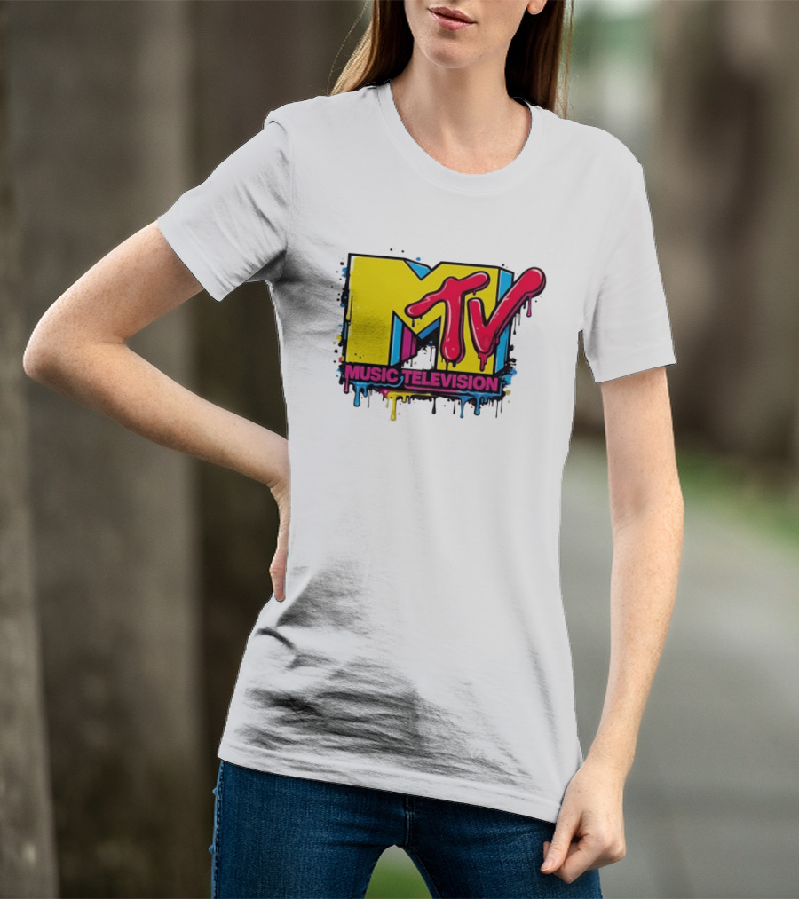 MTV Music Television 90s Nostalgia Bold Neon Drip T-Shirt