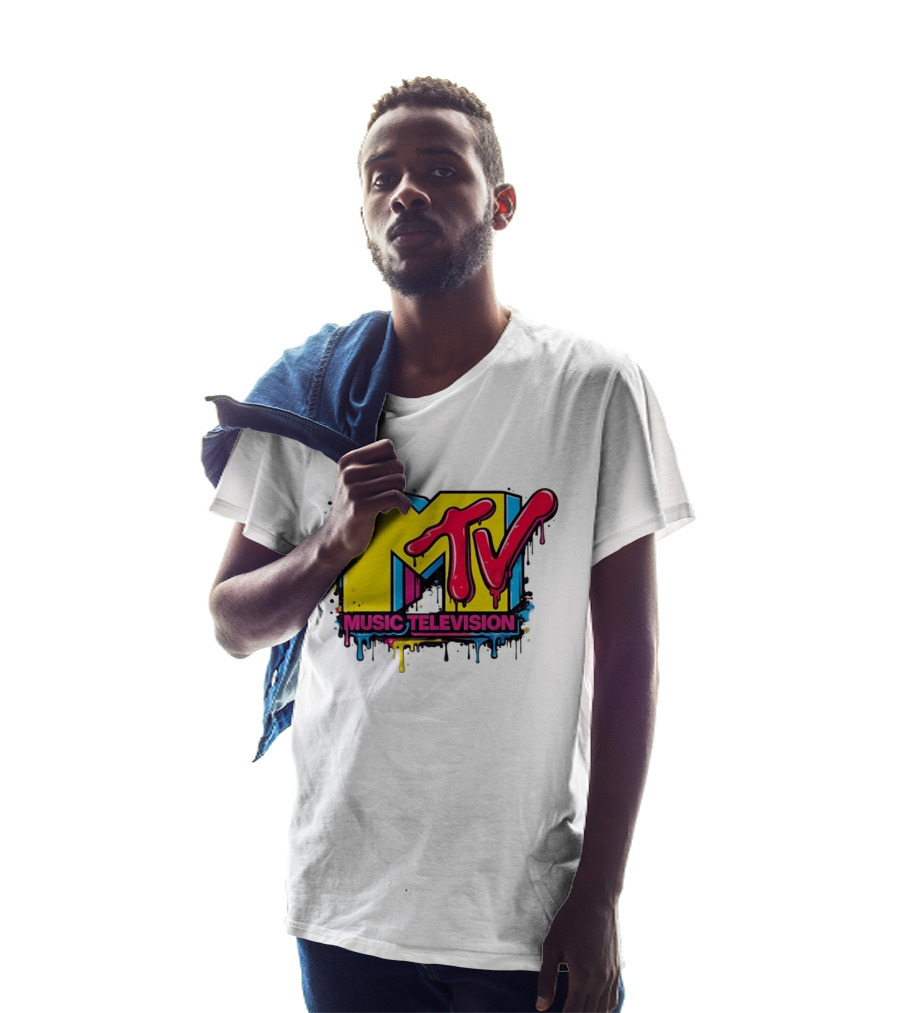 MTV Music Television 90s Nostalgia Bold Neon Drip T-Shirt