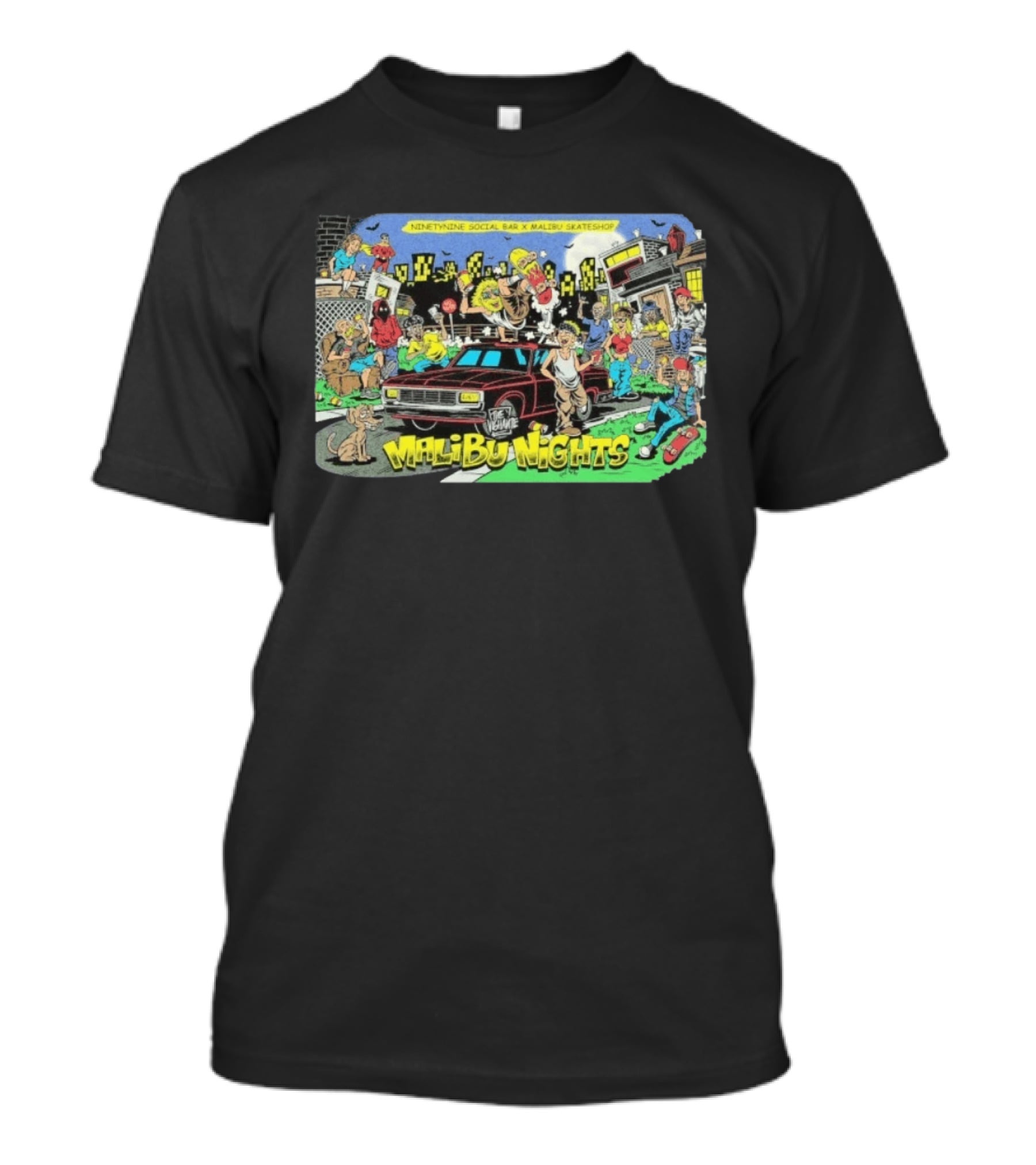 Malibu Nights NinetyNine Social Bar X Malibu Skateshop The Vigilante T-Shirt