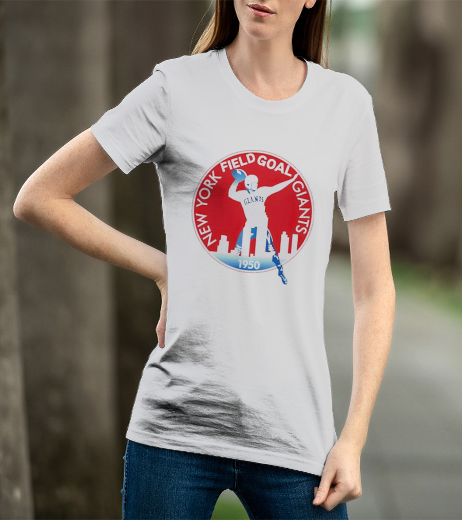 New York Field Goal Giants 1950 Football Red Skyline T-Shirt