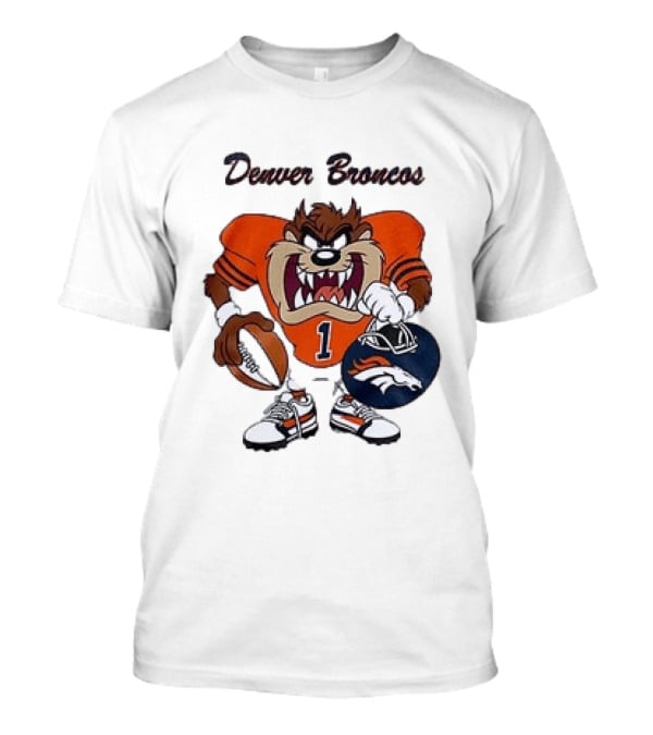 Denver Broncos Taz Looney Tunes Football Number 1 T-Shirt
