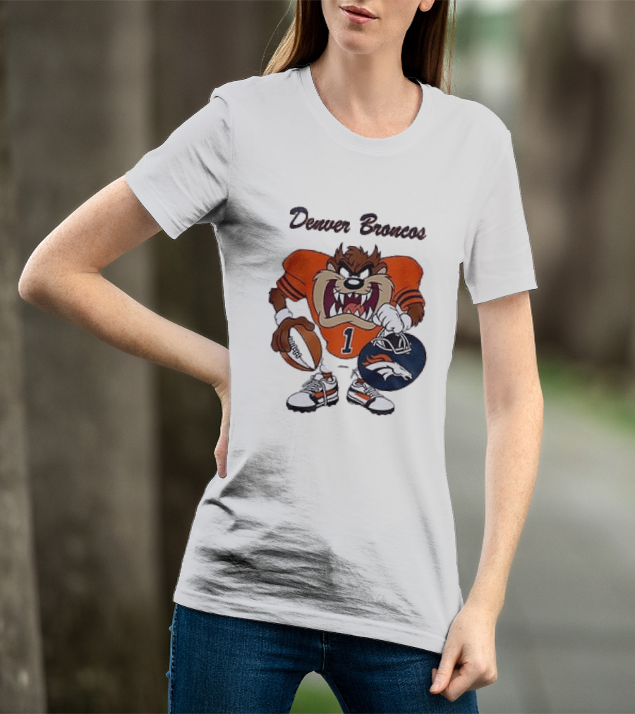 Denver Broncos Taz Looney Tunes Football Number 1 T-Shirt