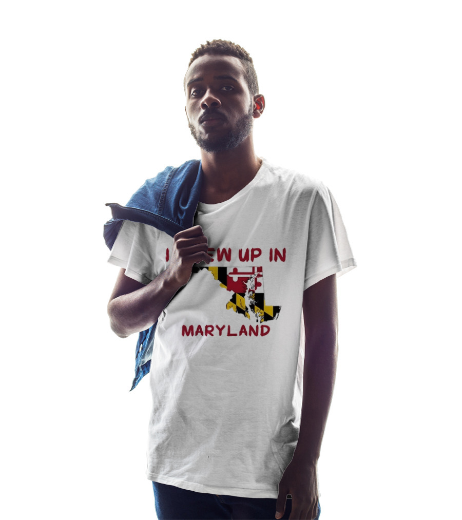 I Grew Up In Maryland State Map Flag T-Shirt