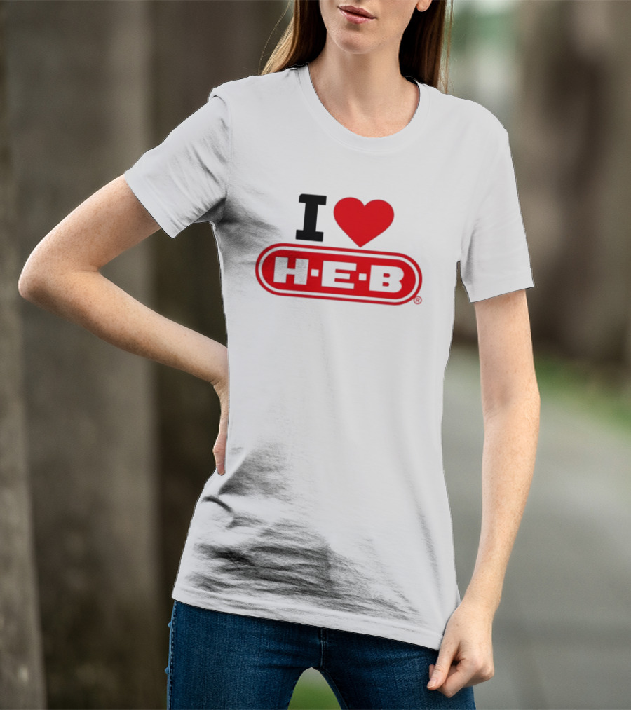 I Love H E B Texas Grocery Store Red Heart T-Shirt
