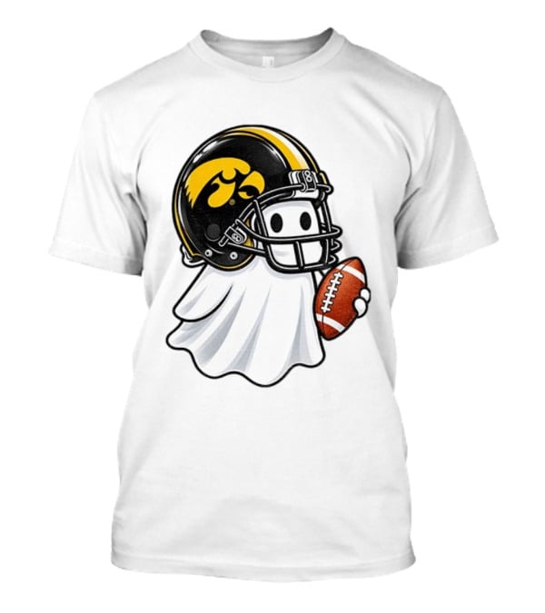 Iowa Hawkeyes Football Ghost Halloween Holding Football T-Shirt
