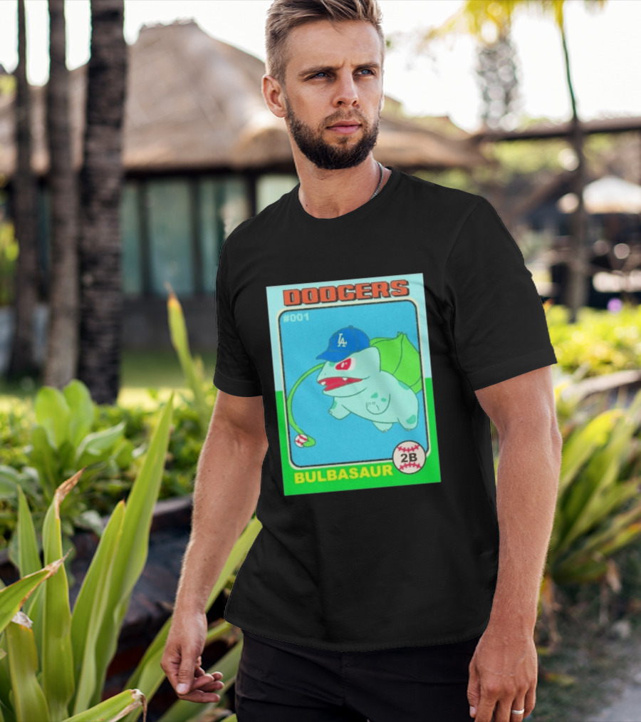 Bulbasaur Dodgers LA Cap Baseball Card No 001 T-Shirt