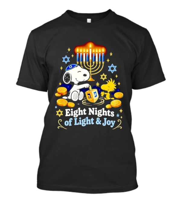 Snoopy Woodstock Hanukkah Menorah Eight Nights Of Light And Joy T-Shirt