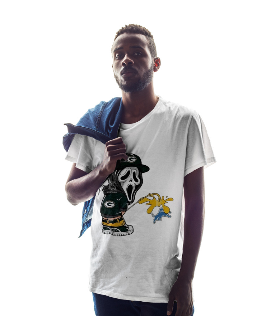 Green Bay Packers Ghostface Pissing On Detroit Lions NFL Rivalry T-Shirt