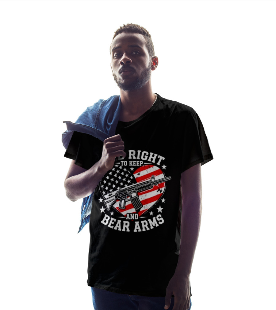 The Right To Keep And Bear Arms Heart Flag Rifle Stars T-Shirt