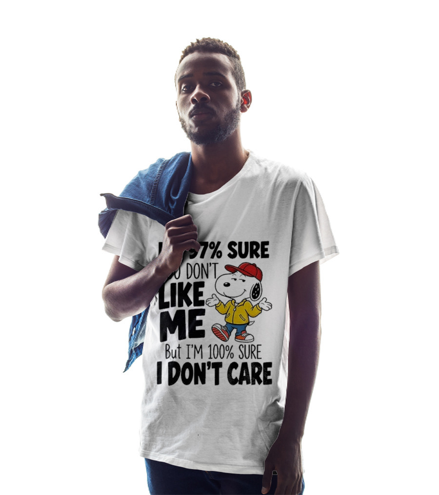 I'm 97% Sure You Don't Like Me But I'm 100% Sure I Don't Care Snoopy Red Hat Yellow Jacket T-Shirt