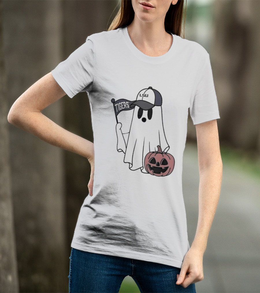 Lsu Tigers NCAA Football Halloween Ghost Pumpkin Fan Gear T-Shirt