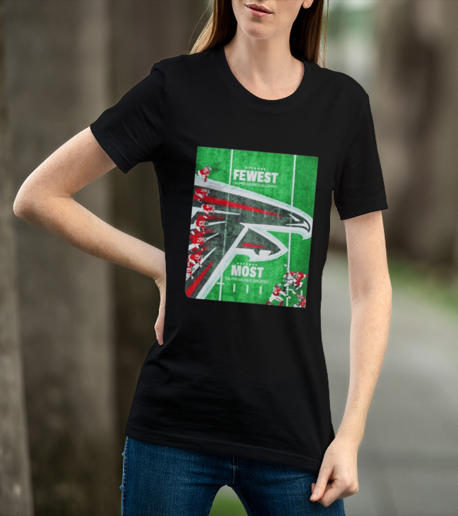 Atlanta Falcons Offense Fewest QB Pressures Allowed Defense Most Pressures Created T-Shirt