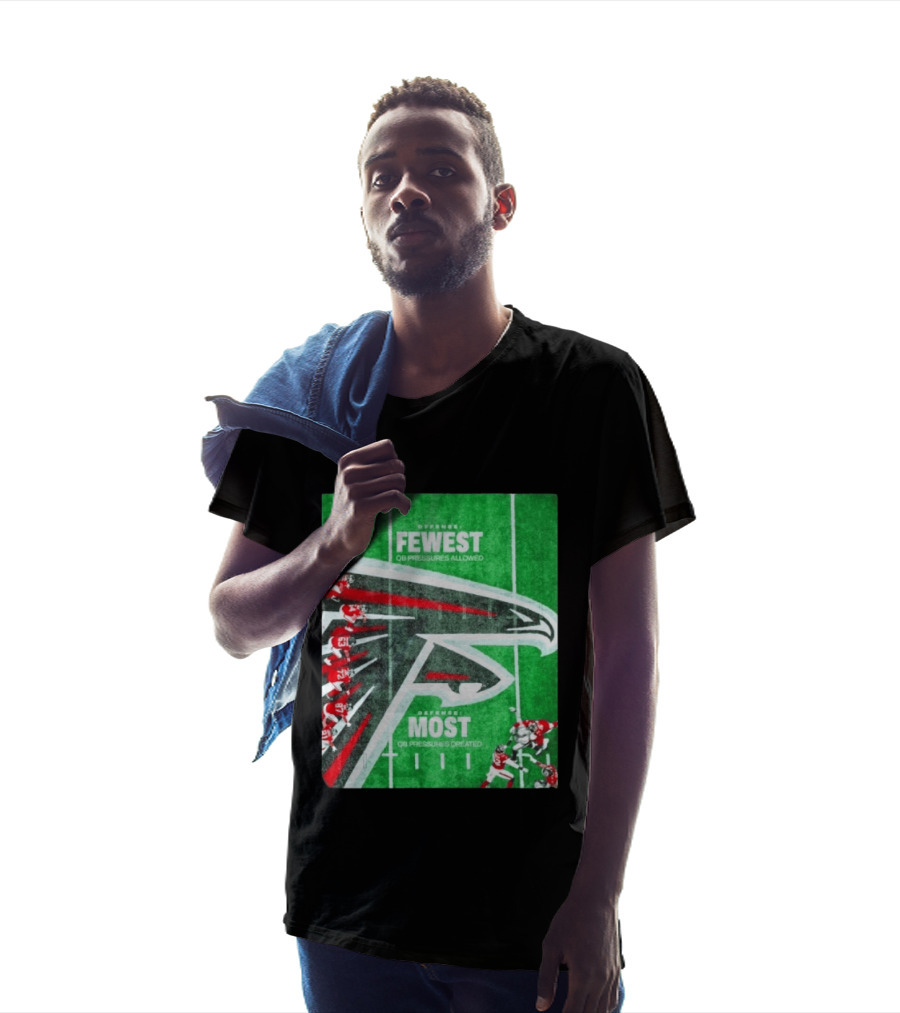 Atlanta Falcons Offense Fewest QB Pressures Allowed Defense Most Pressures Created T-Shirt