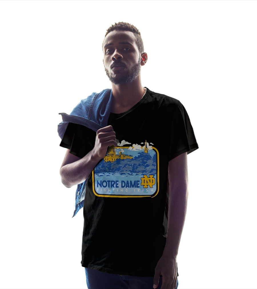 Notre Dame Fighting Irish Campus Landscape Blue And Gold ND T-Shirt
