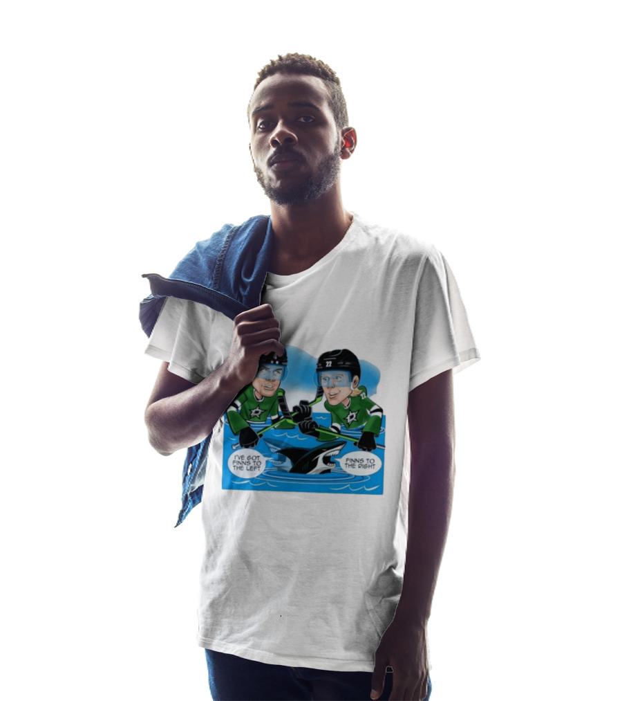 Dallas Stars Finns To The Left Finns To The Right Cartoon Hockey Players T-Shirt