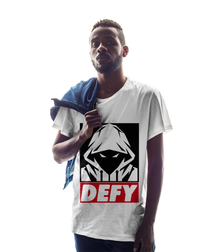 Defy Hooded Figure Streetwear Urban Fashion T-Shirt