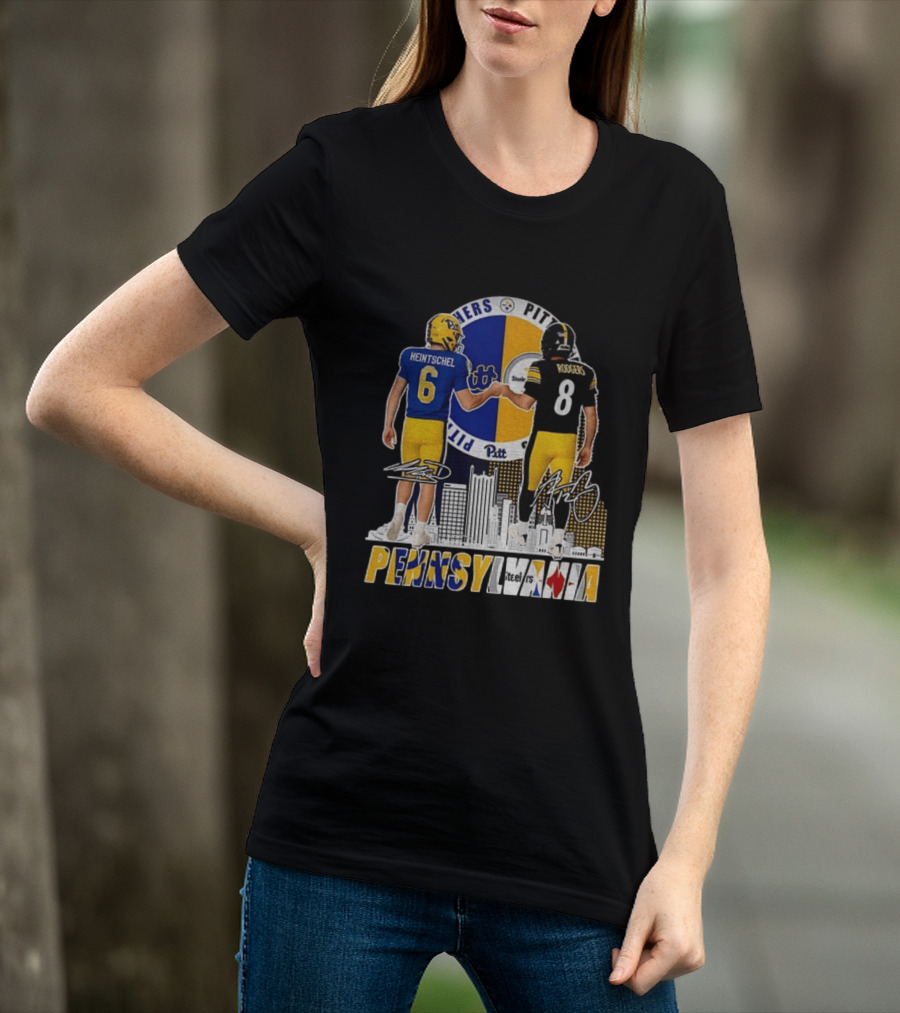 Pitt Panthers Heintschel And Pittsburgh Steelers Rodgers Pennsylvania Football Team Collaboration T-Shirt