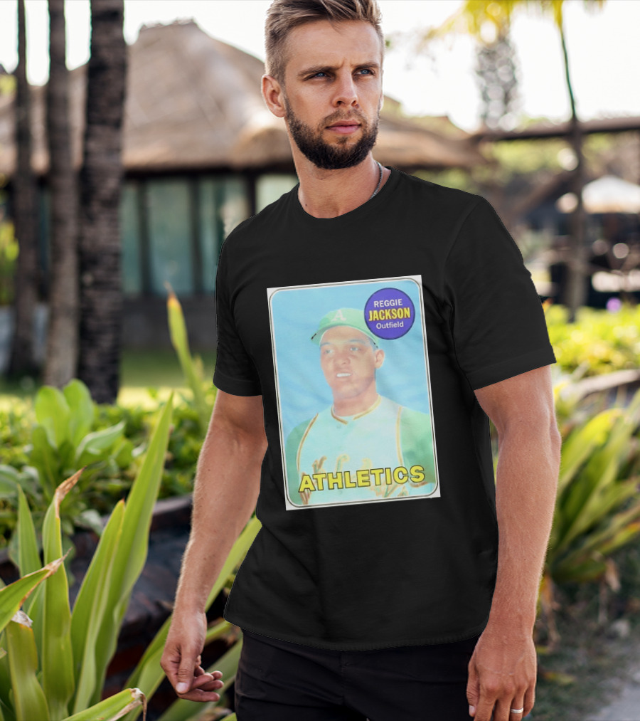 Reggie Jackson Athletics Outfield Baseball Card Oakland A's Player T-Shirt