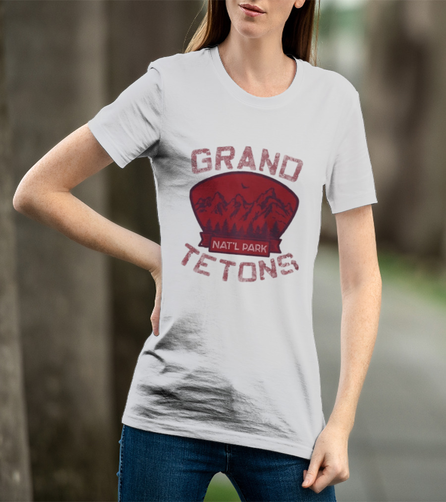 Grand Tetons Nat'l Park Distressed Mountain Landscape T-Shirt