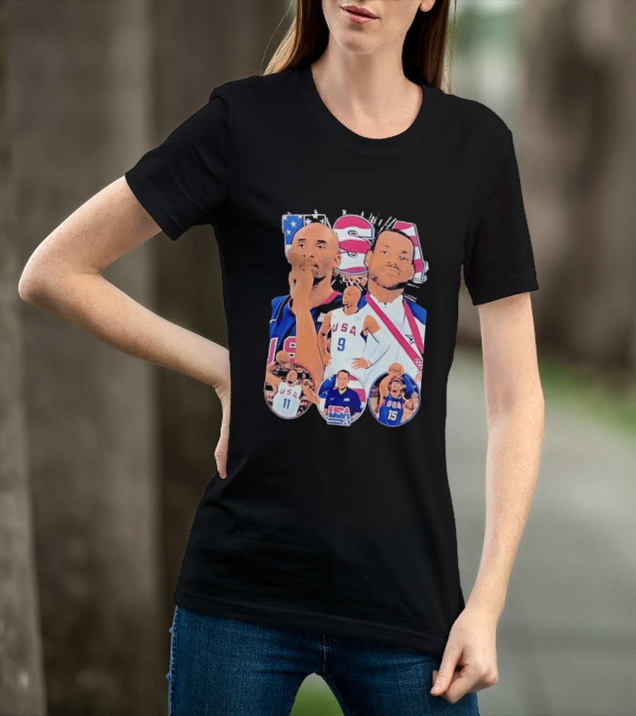 Kobe Bryant LeBron James USA Basketball Legends Iconic Team USA Moments T-Shirt