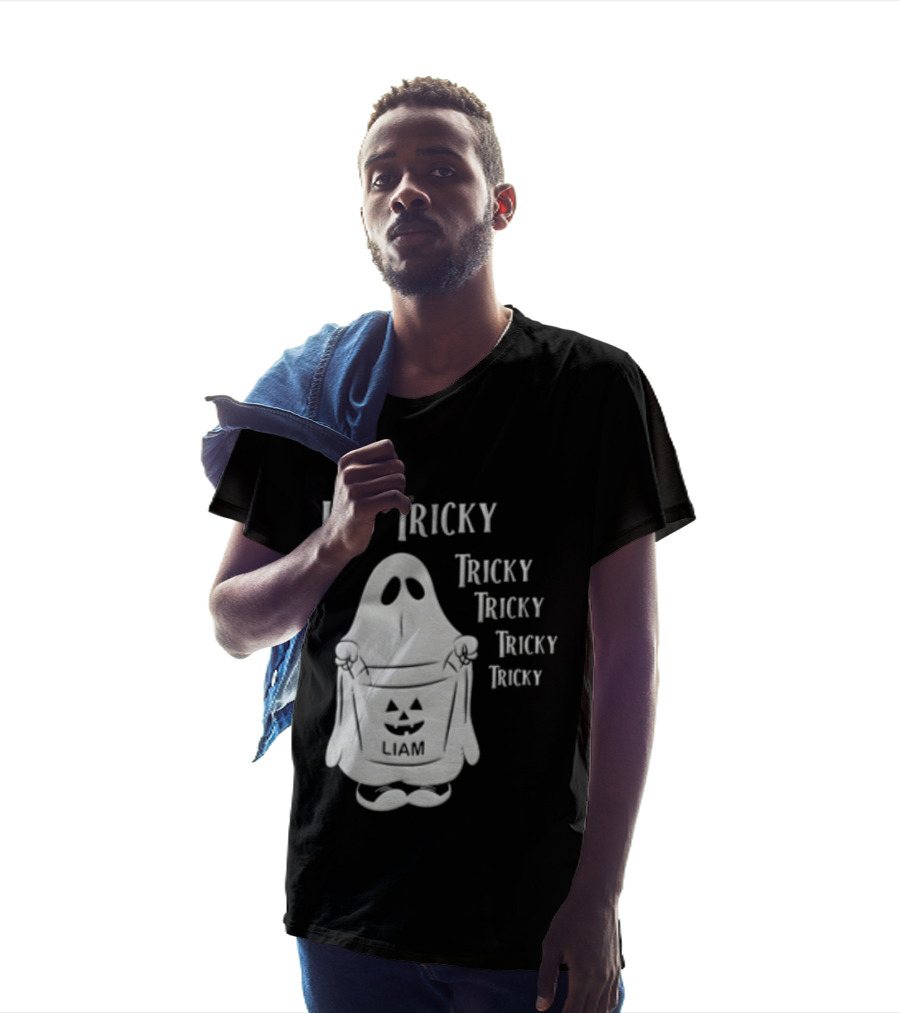 It's Tricky Ghost Holding Jack O Lantern Bucket Halloween T-Shirt