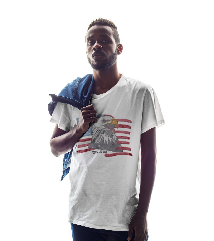 Vecovas Bald Eagle Head Over American Flag T-Shirt