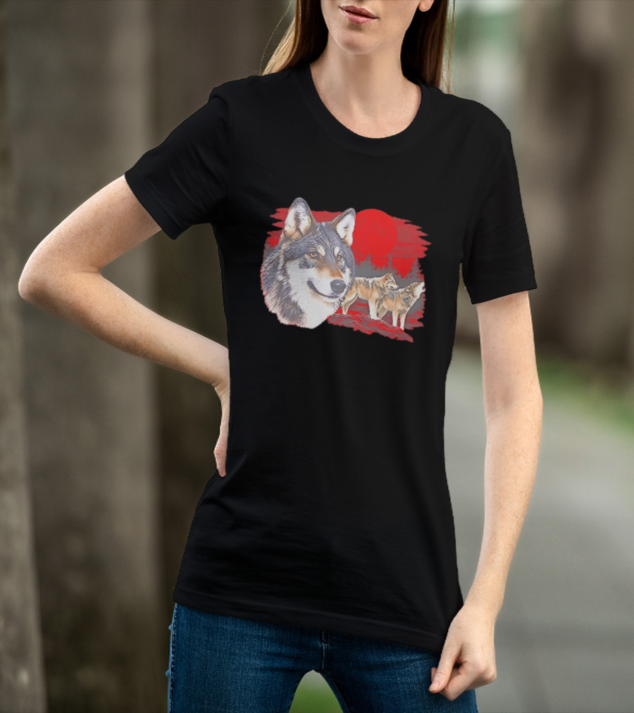 Wolf Pack Under A Moon Wolves Wildlife T-Shirt