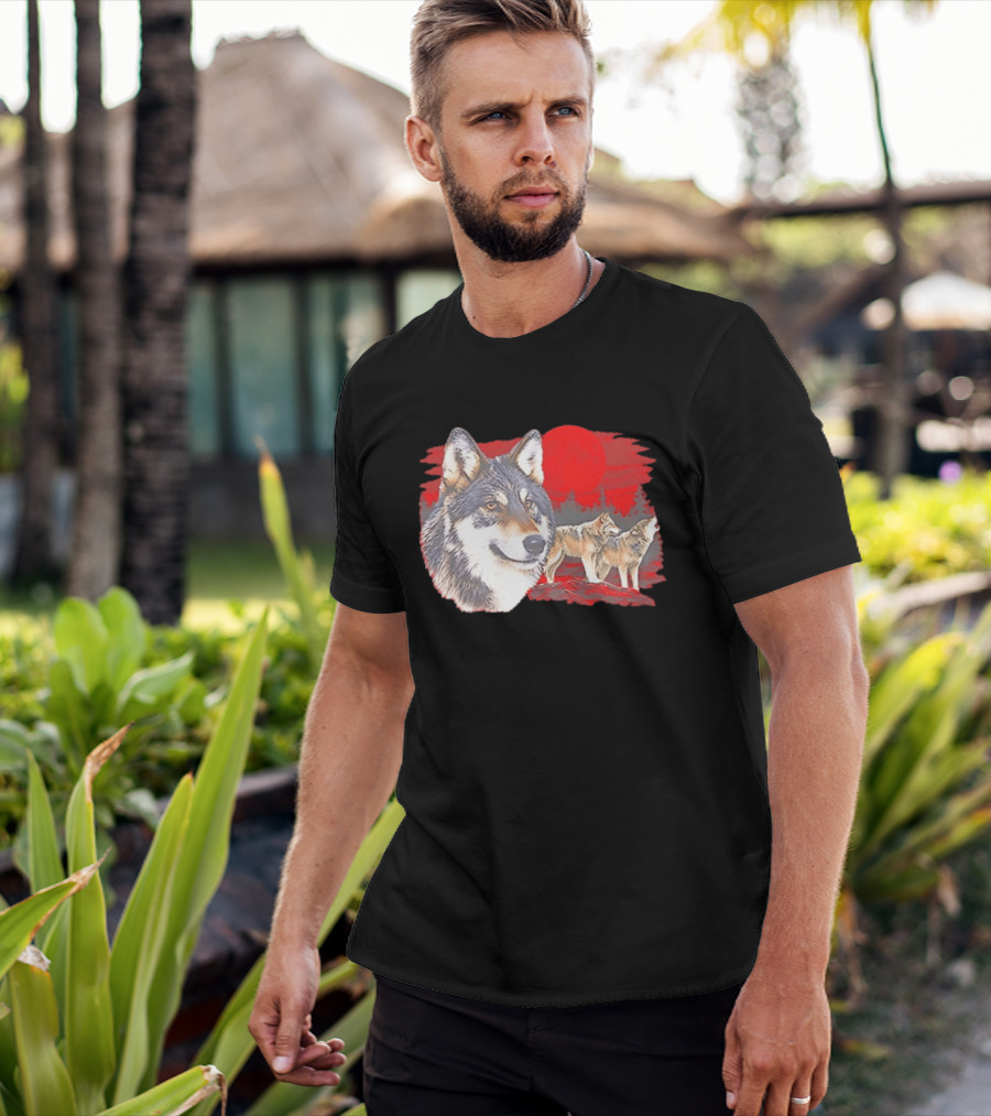 Wolf Pack Under A Moon Wolves Wildlife T-Shirt