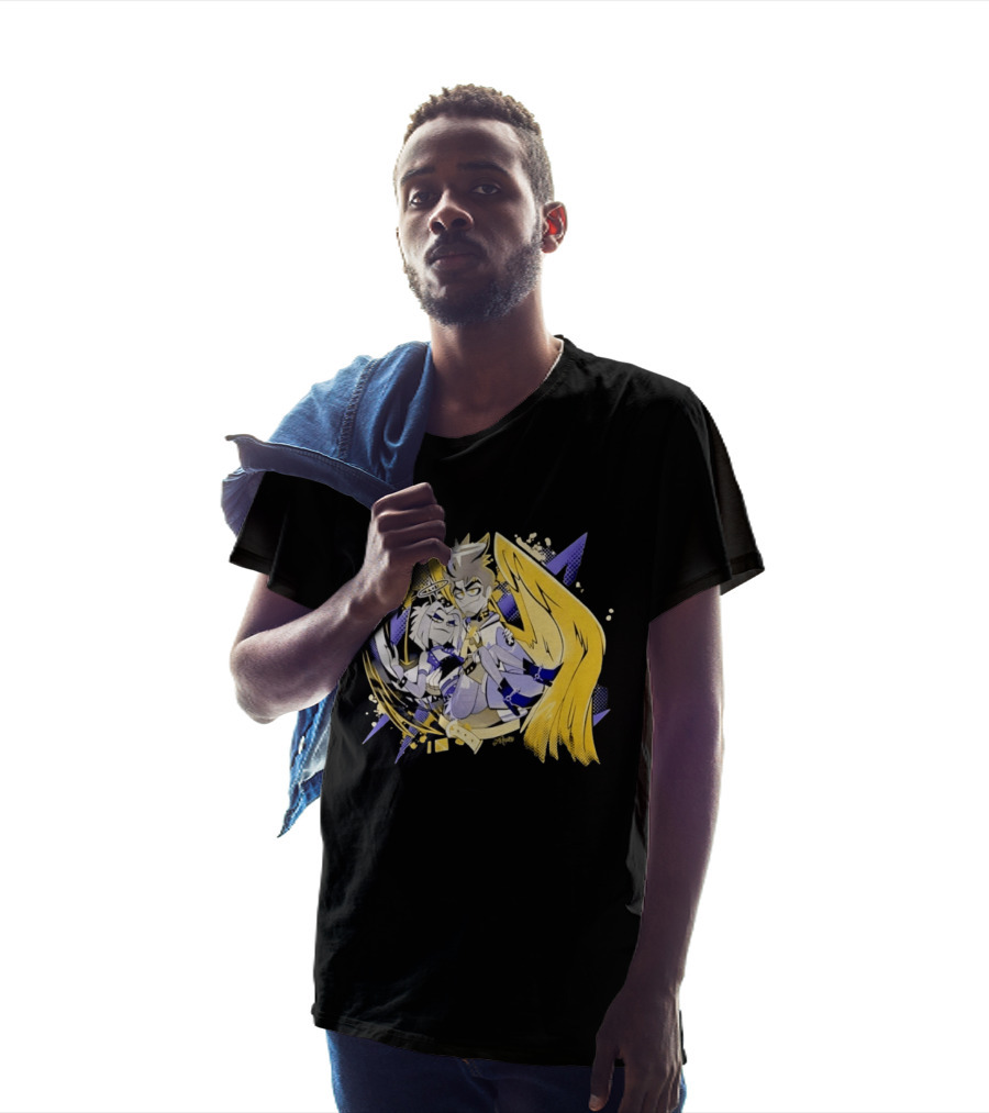 Adam And Lute Hazbin Hotel Characters With Golden Wings And Halos T-Shirt
