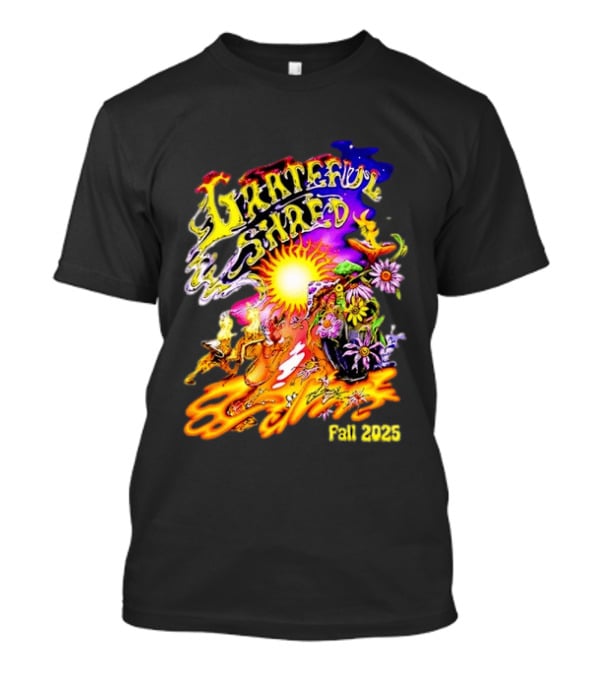 Grateful Shred Fall 2025 Psychedelic Sunburst Jam Band Vibrant Festival T-Shirt
