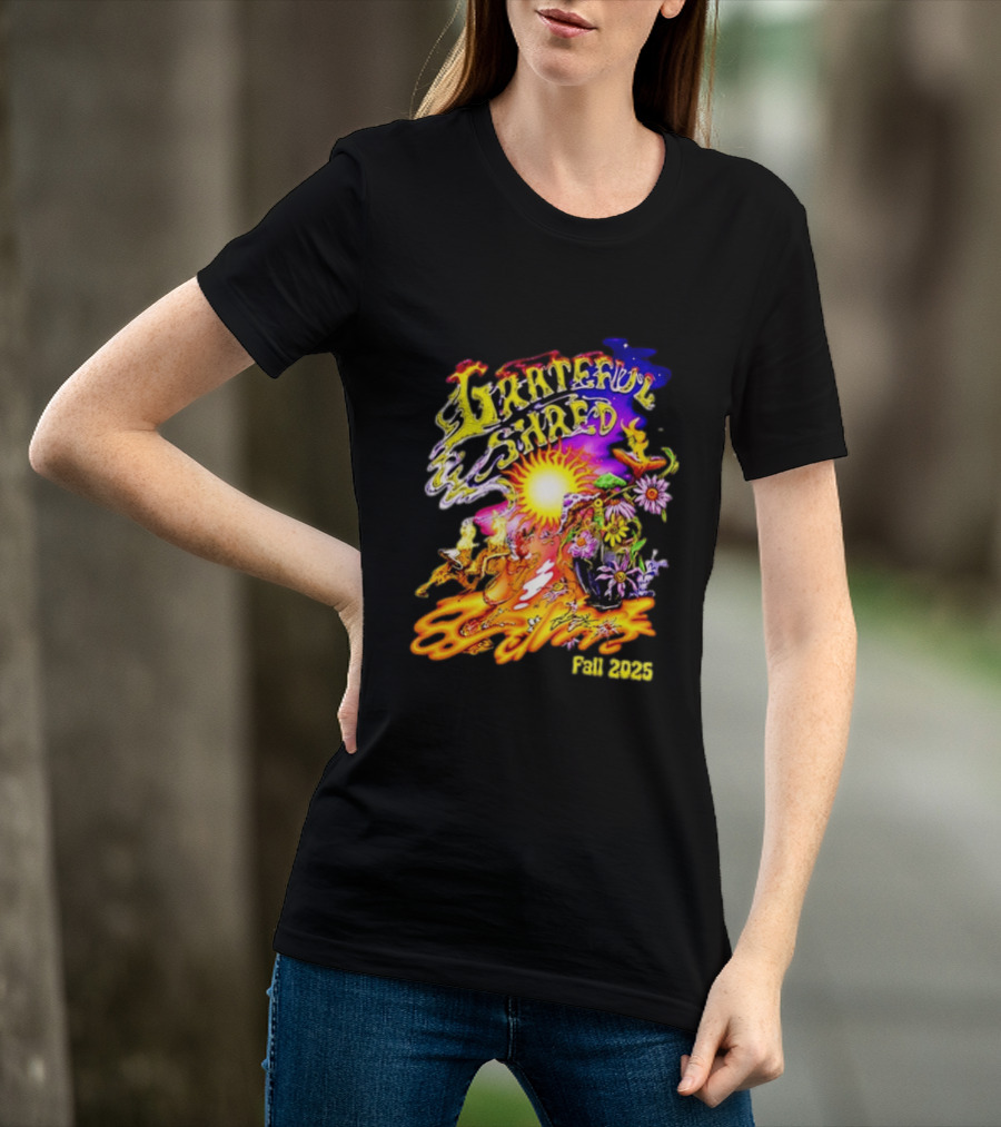 Grateful Shred Fall 2025 Psychedelic Sunburst Jam Band Vibrant Festival T-Shirt