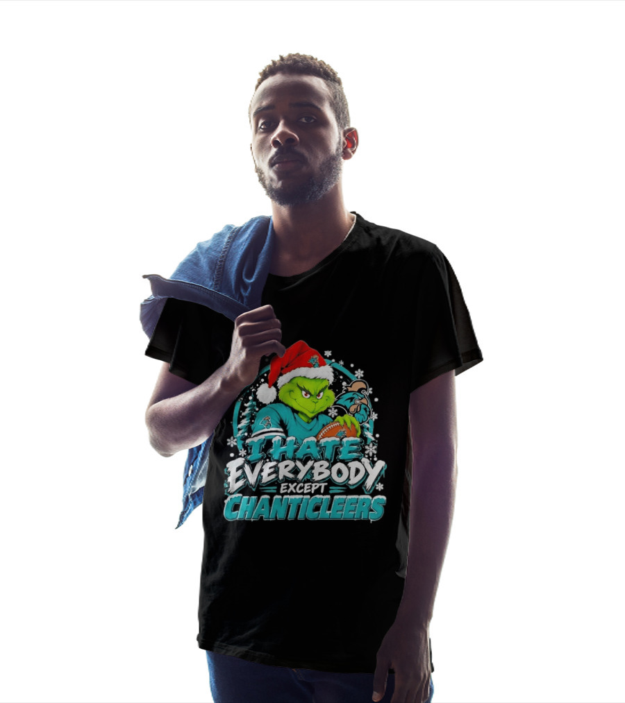 Grinch Coastal Carolina Chanticleers I Hate Everybody Except Chanticleers Christmas 2026 T-Shirt