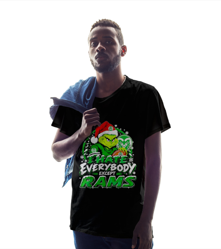 I Hate Everybody Except Rams Grinch Colorado State Rams Christmas T-Shirt