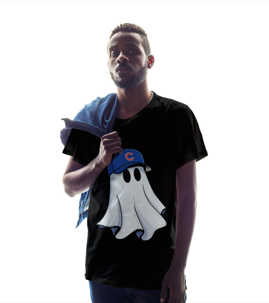 Chicago Cubs Ghost Cartoon Blue Baseball Cap T-Shirt