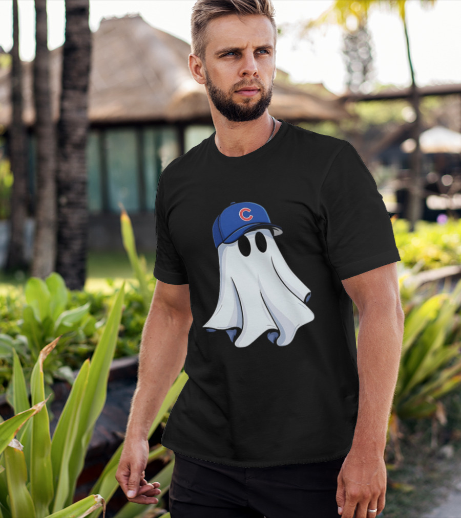 Chicago Cubs Ghost Cartoon Blue Baseball Cap T-Shirt
